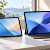 iPad Air 11インチと13インチのサイズ差をイメージした2台のタブレット比較