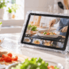 防水ケースを装着したiPad Air 第5世代をキッチンで料理動画を見ながら使用しているイメージ