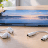 iPad Air 第5世代と有線イヤホン、USB-Cから3.5mmイヤホンジャックへの変換アダプタ