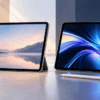 iPad Air M3とM4をイメージした2台のタブレットを並べて比較している様子