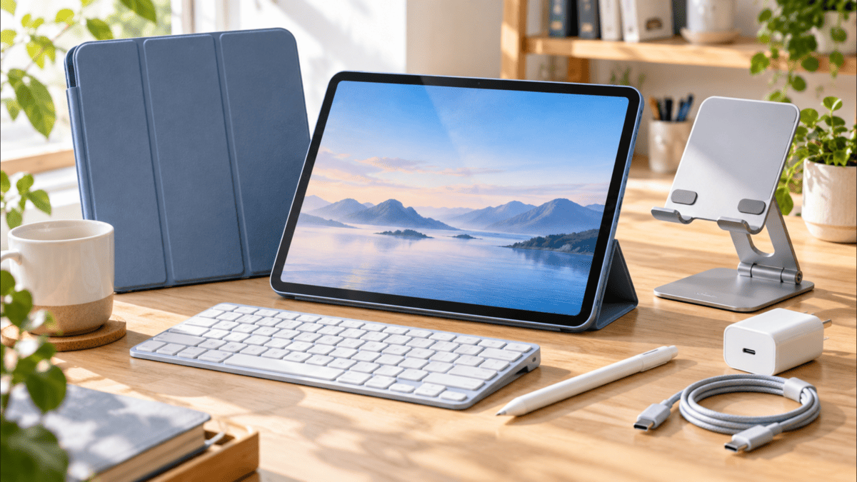 iPad Airとケース、キーボード、スタイラスペン、スタンド、USB-C充電器などのおすすめアクセサリー