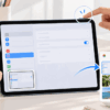 iPad Airでトップボタンと音量ボタンを操作してスクリーンショットを撮影するイメージ
