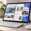 iPad Airで2つのアプリを並べて2画面表示し、マルチタスクしているイメージ